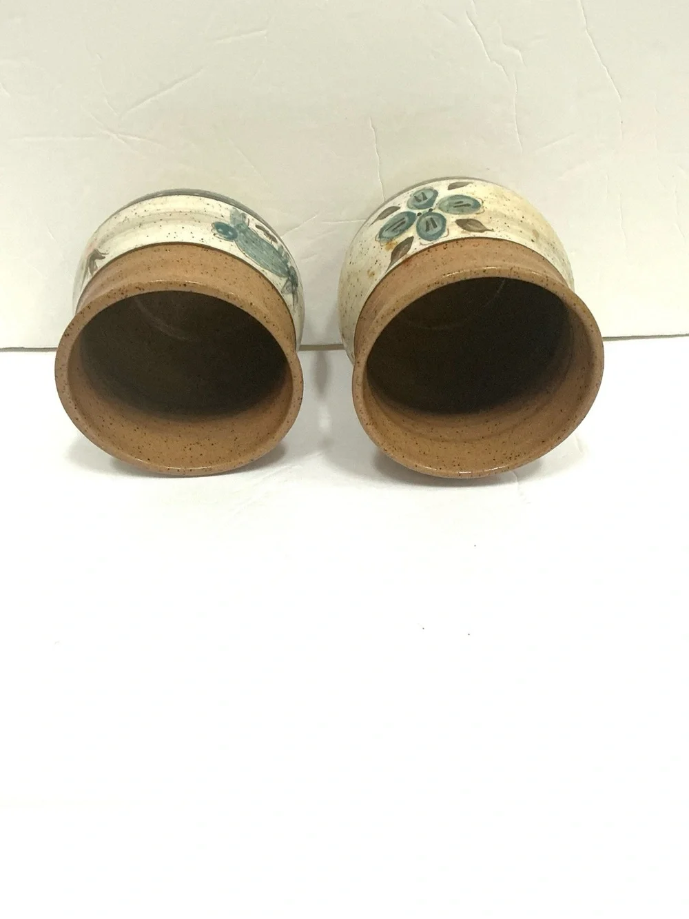 Hand Painted Art Pottery Stoneware Jars Signed set of two